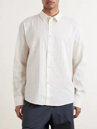 A Kind Of Guise Fulvio Pinstriped Cotton, Silk and Linen-Blend Shirt - Men | Thumbnail 3
