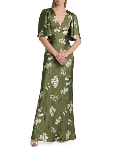 SACHIN BABI Women's Mae Floral Satin Gown - Moss Formosa | Thumbnail 2 SACHIN BABI Women's Mae Floral Satin Gown - Moss Formosa | Thumbnail 2