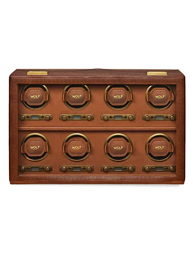 Wolf Designs Brogue 8-Piece Watch Winder - Burnished Brown