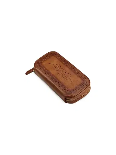 Wolf Designs Brogue 2-Piece Watch Zip Case - Burnished Brown | Thumbnail 4