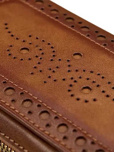 Wolf Designs Brogue 2-Piece Watch Zip Case - Burnished Brown | Thumbnail 6
