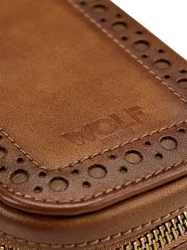Wolf Designs Brogue 2-Piece Watch Zip Case - Burnished Brown | Thumbnail 7