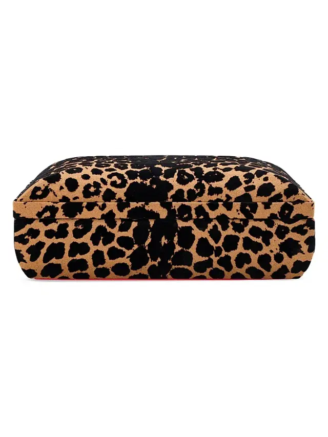 Wolf Designs Savanna Leopard Medium Jewelry Case - Tan Black
