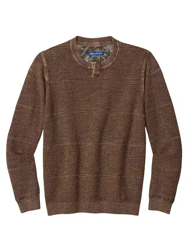 Tommy Bahama Men's Saltwater Textured Abaco Sweater - Chocolate Brown - Size Small | Thumbnail 1