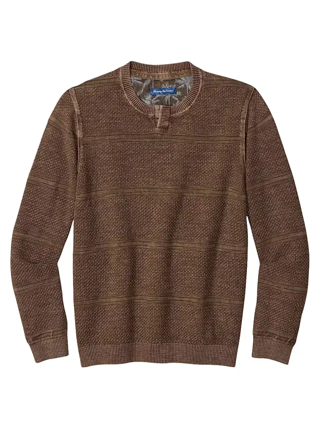 Tommy Bahama Men's Saltwater Textured Abaco Sweater - Chocolate Brown