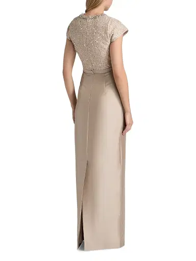 SACHIN BABI Women's Isla Sequinned-Bodice Short-Sleeve Gown - Dune Pewter | Thumbnail 5 SACHIN BABI Women's Isla Sequinned-Bodice Short-Sleeve Gown - Dune Pewter | Thumbnail 5