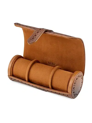 Wolf Designs Brogue Triple Watch Roll - Burnished Brown | Thumbnail 2