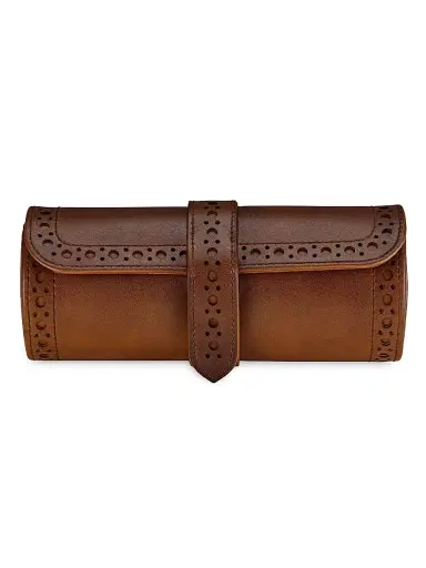 Wolf Designs Brogue Triple Watch Roll - Burnished Brown | Thumbnail 1