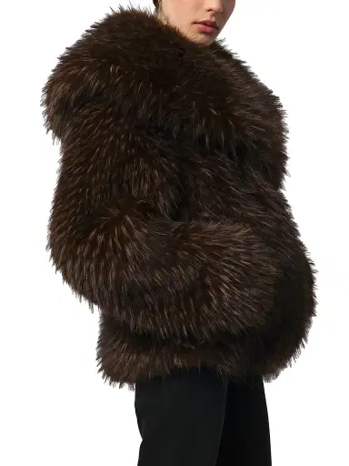 Apparis Women's Yara Faux-Fox Fur Coat - Dark Brown - Size Medium | Thumbnail 4 Apparis Women's Yara Faux-Fox Fur Coat - Dark Brown - Size Medium | Thumbnail 4