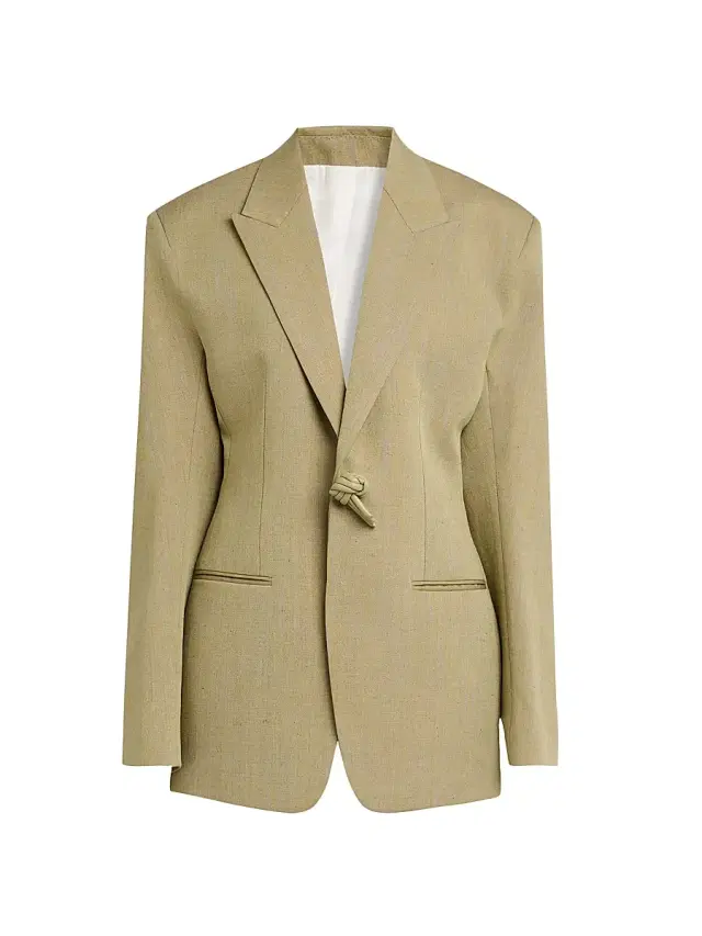 Bottega Veneta Women's Knot-Detail Wool-Blend Blazer - Green Lava
