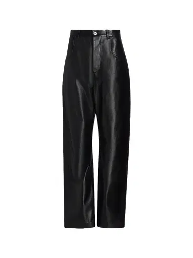 Bottega Veneta Women's Leather Relaxed-Fit Trousers - Double Black - Size 6 | Thumbnail 1