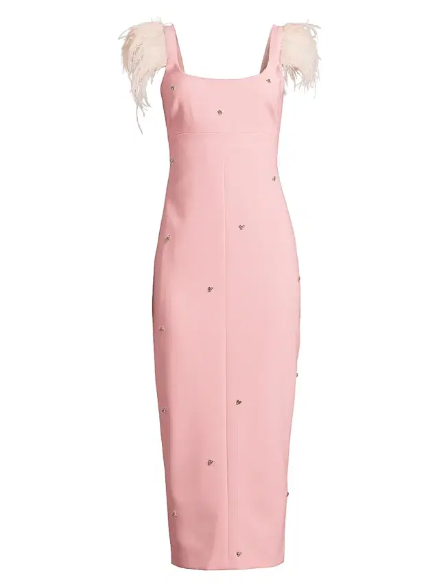Likely Women's Cameron Ostrich Feather-Trimmed Midi-Dress - Rose Shadow