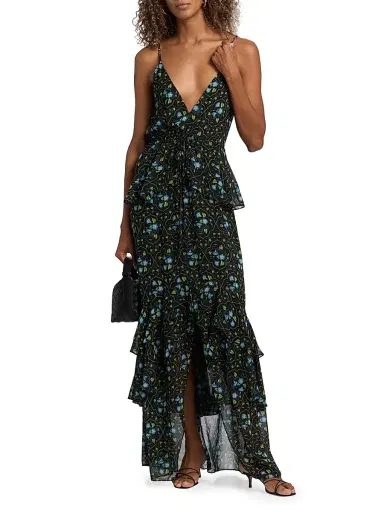 Misa Los Angeles Women's Linda Floral Chiffon Ruffle Maxi Dress - Morning Glory Lattice - Size Large | Thumbnail 3 Misa Los Angeles Women's Linda Floral Chiffon Ruffle Maxi Dress - Morning Glory Lattice - Size Large | Thumbnail 3