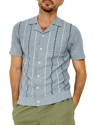 Rails Men's Richie Cotton-Blend Camp Shirt - Navy White Sky | Thumbnail 3 Rails Men's Richie Cotton-Blend Camp Shirt - Navy White Sky | Thumbnail 3