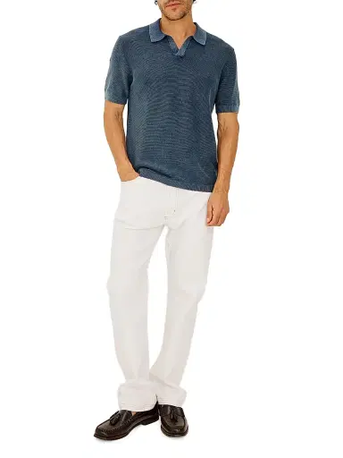 Rails Men's Baker Cotton Johnny Collar Polo Shirt - Sunwashed Navy | Thumbnail 2