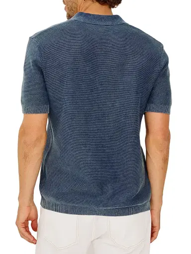 Rails Men's Baker Cotton Johnny Collar Polo Shirt - Sunwashed Navy | Thumbnail 4