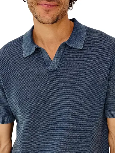 Rails Men's Baker Cotton Johnny Collar Polo Shirt - Sunwashed Navy | Thumbnail 6