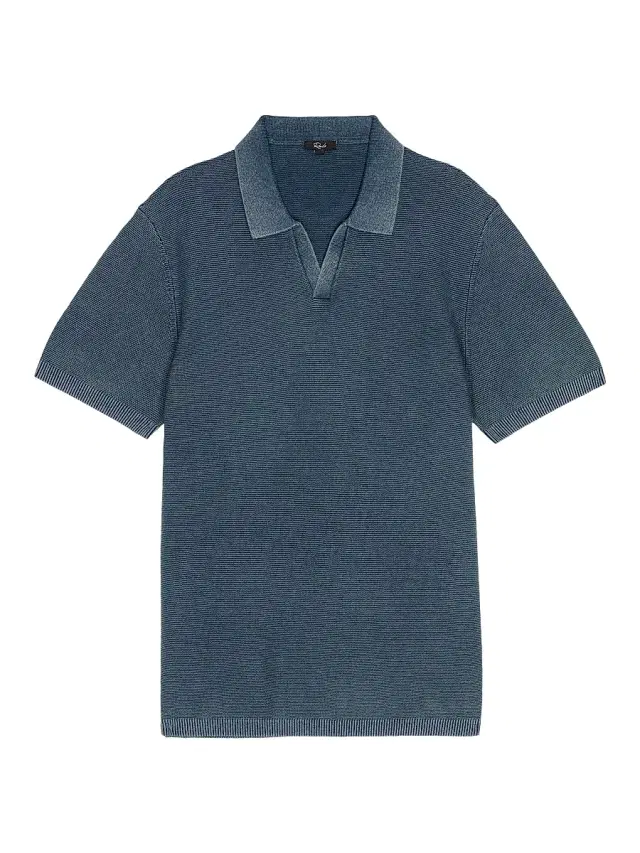 Rails Men's Baker Cotton Johnny Collar Polo Shirt - Sunwashed Navy