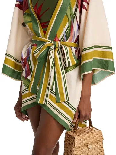 Farm Rio Women's Strilitzia Tropical Short Linen-Blend Robe - Light Blush | Thumbnail 6 Farm Rio Women's Strilitzia Tropical Short Linen-Blend Robe - Light Blush | Thumbnail 6