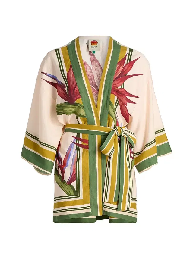 Women's Strilitzia Tropical Short Linen-Blend Robe - Light Blush Women's Strilitzia Tropical Short Linen-Blend Robe - Light Blush