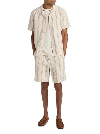 Vince Men's Cove Striped Cotton-Hemp Shorts - Midland Smock White - Size XXL | Thumbnail 2