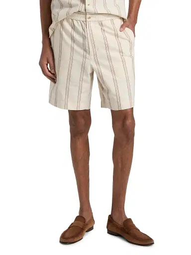 Vince Men's Cove Striped Cotton-Hemp Shorts - Midland Smock White - Size XXL | Thumbnail 3