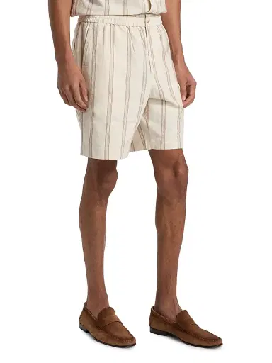 Vince Men's Cove Striped Cotton-Hemp Shorts - Midland Smock White - Size XXL | Thumbnail 4
