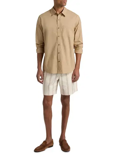 Vince Men's Poplin Separate Placket Button-Front Shirt - Beige - Size XXL | Thumbnail 2