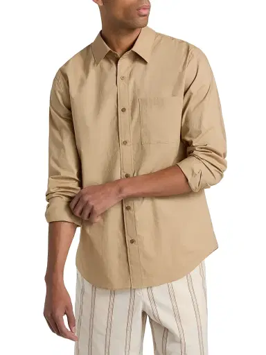 Vince Men's Poplin Separate Placket Button-Front Shirt - Beige - Size XXL | Thumbnail 3
