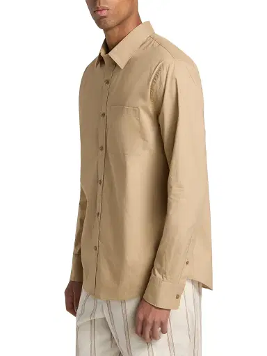 Vince Men's Poplin Separate Placket Button-Front Shirt - Beige - Size XXL | Thumbnail 4