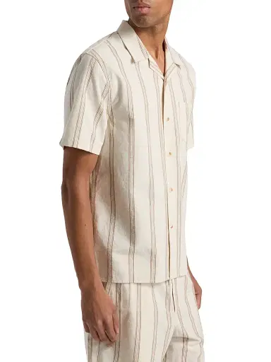 Vince Men's Cove Striped Cotton-Hemp Camp Shirt - Midland Smock White - Size XXL | Thumbnail 4 Vince Men's Cove Striped Cotton-Hemp Camp Shirt - Midland Smock White - Size XXL | Thumbnail 4