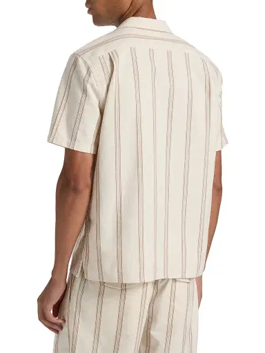 Vince Men's Cove Striped Cotton-Hemp Camp Shirt - Midland Smock White - Size XXL | Thumbnail 5 Vince Men's Cove Striped Cotton-Hemp Camp Shirt - Midland Smock White - Size XXL | Thumbnail 5