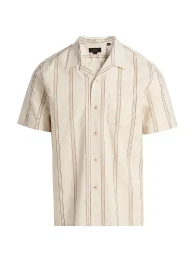 Vince Men's Cove Striped Cotton-Hemp Camp Shirt - Midland Smock White - Size XXL | Thumbnail 1 Vince Men's Cove Striped Cotton-Hemp Camp Shirt - Midland Smock White - Size XXL | Thumbnail 1