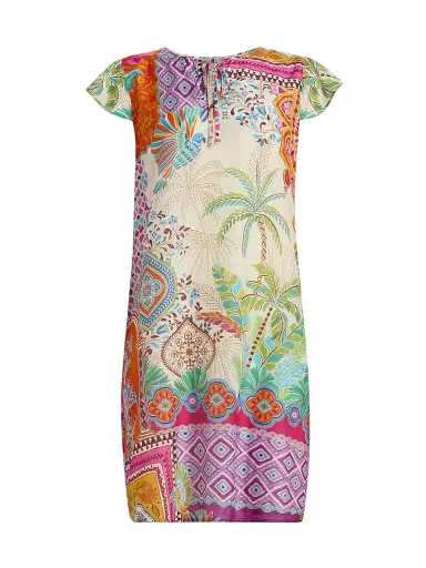Johnny Was Women's Daisy Patchwork-Print Cotton-Silk Minidress - Avelar | Thumbnail 1