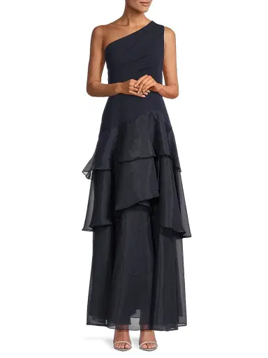 Aidan Mattox Women's One-Shoulder Tiered Gown - Twilight | Thumbnail 2