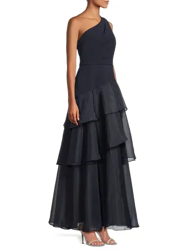 Aidan Mattox Women's One-Shoulder Tiered Gown - Twilight | Thumbnail 4