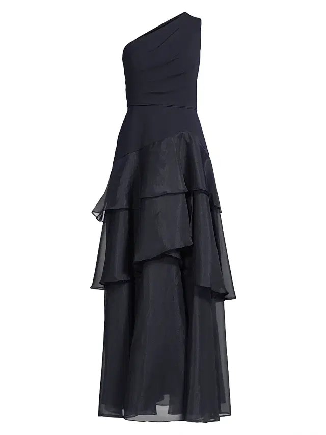 Aidan Mattox Women's One-Shoulder Tiered Gown - Twilight