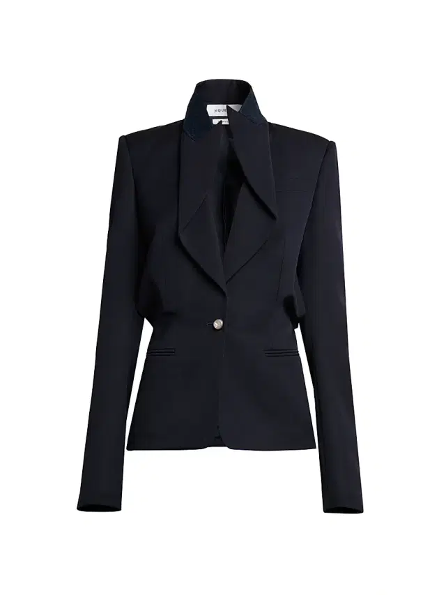 McQueen Women's Grained Wool Sculpted Blazer - Midnight Blue