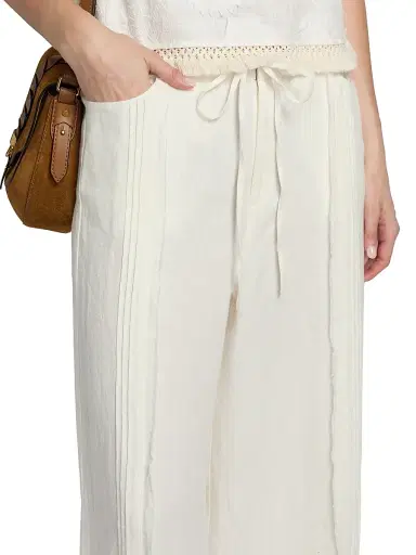 Johnny Was Women's Zullah Pintuck Linen Wide-Leg Pants - White - Size XL | Thumbnail 6