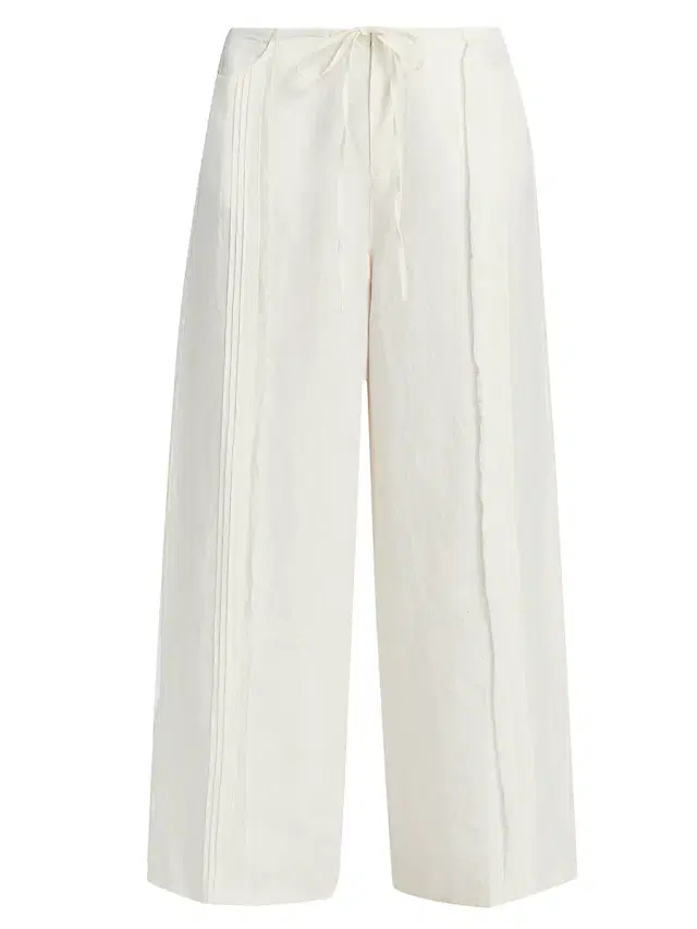 Johnny Was Women's Zullah Pintuck Linen Wide-Leg Pants - White