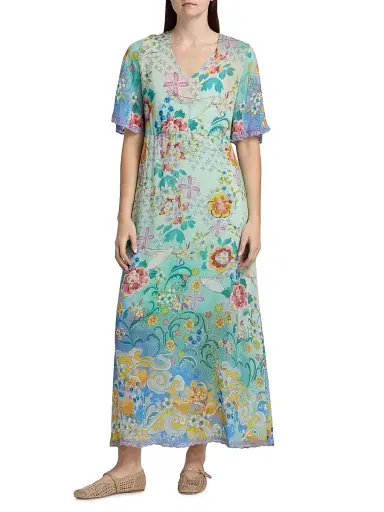 Johnny Was Women's Tami Printed Maxi Dress - Altair Scarf - Size XL | Thumbnail 3 Johnny Was Women's Tami Printed Maxi Dress - Altair Scarf - Size XL | Thumbnail 3