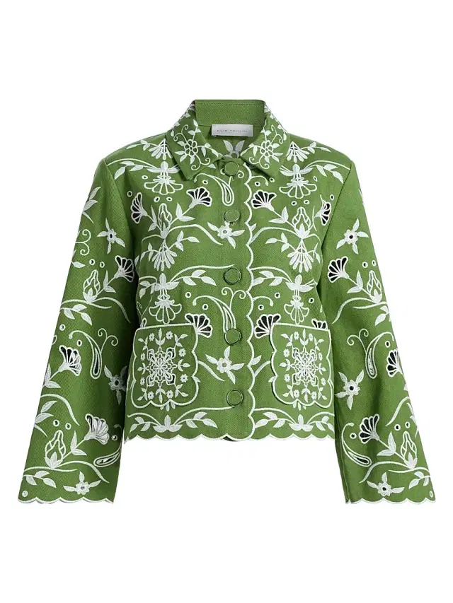 Women's The Marianna Embroidered Jacket - Green Sky