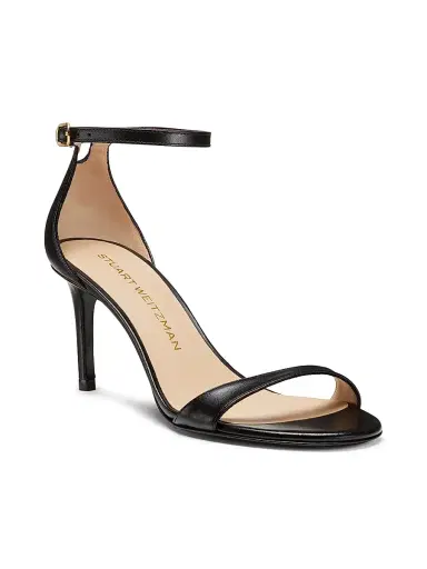 Stuart Weitzman Women's Nudist II 75MM Leather Sandals - Black | Thumbnail 2