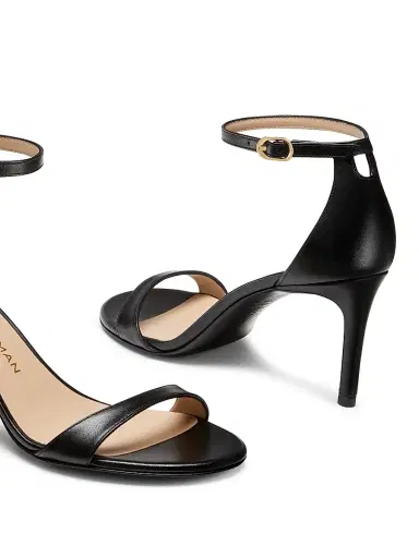 Stuart Weitzman Women's Nudist II 75MM Leather Sandals - Black | Thumbnail 4