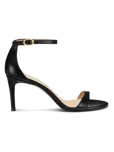 Stuart Weitzman Women's Nudist II 75MM Leather Sandals - Black | Thumbnail 1