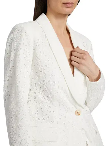 Elie Tahari Women's The Aria Eyelet Jacket - Sky White | Thumbnail 6 Elie Tahari Women's The Aria Eyelet Jacket - Sky White | Thumbnail 6