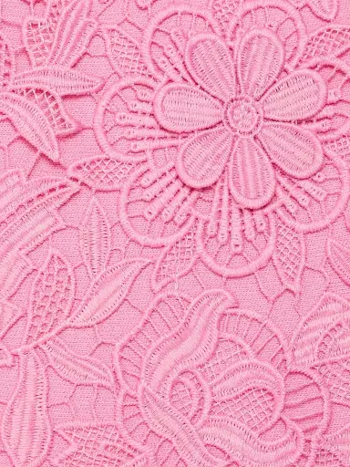 Teri Jon by Rickie Freeman Women's Lace Trim Fit-&-Flare Cocktail Dress - Carnation Pink - Size Large | Thumbnail 7