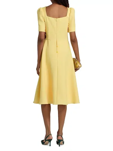 Teri Jon by Rickie Freeman Women's Flower Scuba A-Line Midi-Dress - Yellow Multi - Size 16 | Thumbnail 5