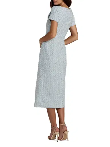 Mac Duggal Women's Bouclé Double-Breasted Midi-Dress - Powder Blue - Size 14 | Thumbnail 2