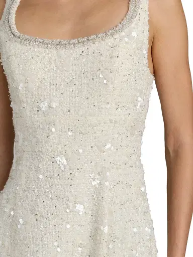 Mac Duggal Women's Sequin Boucle Square-Neck Midi-Dress - Ivory - Size 14 | Thumbnail 3